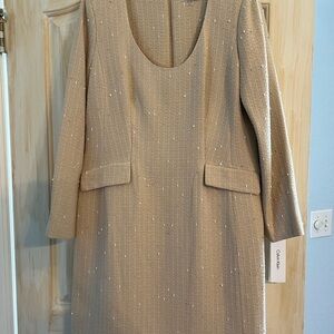 NWT. Calvin Klein Tan Textured Women's Dress Size 10